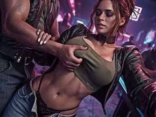 AI-generated Panam Palmer takes coarse public sex at the bar during the time that thick cum drenches her face