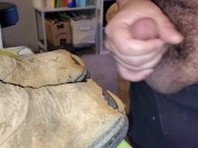 Tiny cock huge load on boots