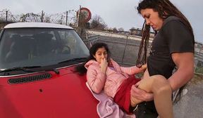 petite hot chicks on risky sex in public street