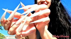 Extreme Stiletto Nails Worship In the Sunshine