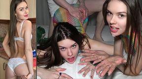 life of a college girl - enjoying tasty food and cock