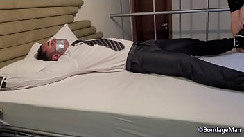Peter tied up and tapegagged and sockgagged tickled struggling alone in motel room helpless | Behind the Scenes