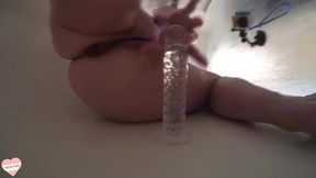 Vixen Chubby MILF Has Self-Care Sunday in the Shower With BIG Clear Dildo!