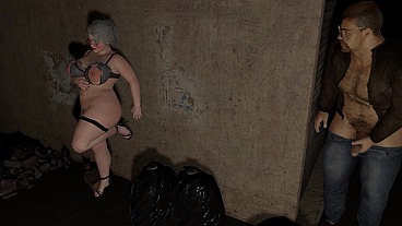 Sexy Plump Cougar to has sex in a dark ally