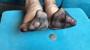 Mrs Mature Feet shows of her soles and toes in sheer FF stockings