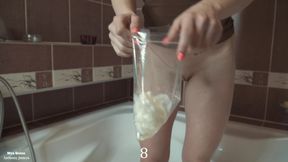 Wetting my thong 14 times for custom sold item, pissing in my pantie, thong soaked in piss