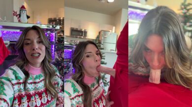 StepMom Gags Cock Live Xmas FaceTime Cum Flood