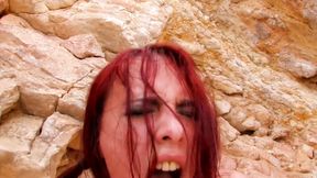 Redhead bikini babe deepthroats and fucks stranger