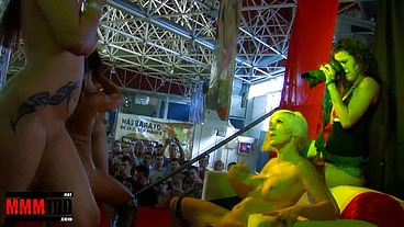 One colourful show with lesbian girls at the Erotic Festival SEB 2010 in Barcelona