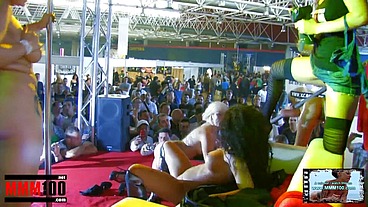 One colourful show with lesbian girls at the Erotic Festival SEB 2010 in Barcelona