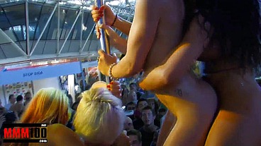 One colourful show with lesbian girls at the Erotic Festival SEB 2010 in Barcelona
