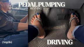 Mature woman drives and presses the car pedals while her breasts bounce (1)