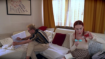 Naughty Redhead Student Seduces Professor for Facial and More