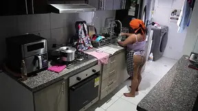 Latina babe with big breasts slobbers on her own wet snatched pussy