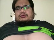 Cute crossdesser bounces tits