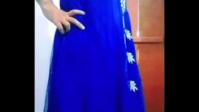 Indian Gay Bottom Crossdresser Gaurisissy real xxx in blue Lehanga