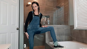 Wednesday Addams Wetting Blue Jean Overalls &amp_ Panties Sage Eldritch