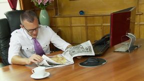 Big boob blonde punishes her boss in his office