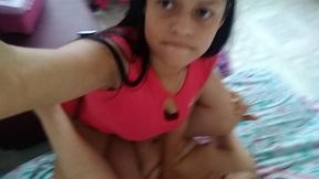 cuckold self filming in amazon position fucking until he cums inside my pussy