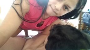 self filming the sissy faggot in amazon position fucking until he cums inside my pussy