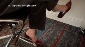 The Librarian's Office Part 7 (Short Version - Dangling only) - Candid Bare Foot Heels Shoeplay