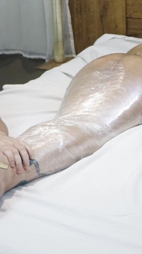 Gabriela in Mummification with Plastic Wrap, Whipping, Bastinado and Tickling
