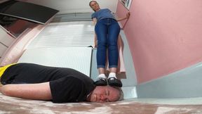 Head Standing Challenge In T-Bar Chunky Flats FLOOR CAM (4K)