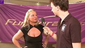 Blonde milf gets gangbanged and swallows cum from 120 men