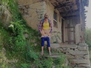 Urban Fitness girl pissing outside in Village, risky to be caught - Angel Fowler