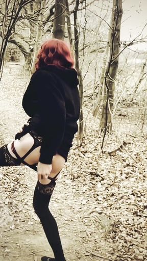 Femboy Walks Naked Near a Lake
