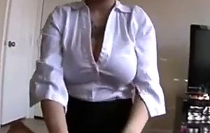 Big tit amateur nerd in office clothes jerk and facial