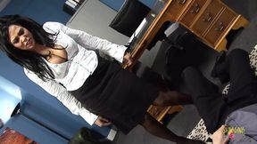 Hot boss seduces her eager assistant in the office
