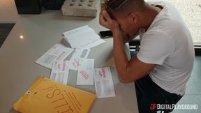 Interracial Romance with Brunette in Living Room Heat