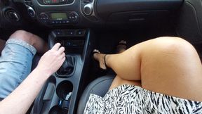 Hot milf orders a taxi in the morning to go to the office