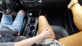 Hot milf orders a taxi in the morning to go to the office