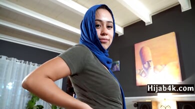 Young woman in hijab gives intimate POV encounter at home