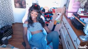 black trans girl next door vanniall strokes her huge girldick under her frilly plaid skirt - ebony bbc cumshot facial solo masturbating