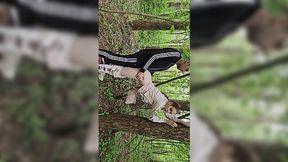 Buxom Russian depraved enough for outdoor fuck in woods