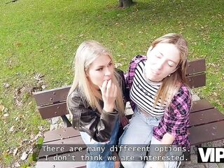 VIP4K. Nasty blond lesbo didn’t watch a problem to bang on a job interview in front of her girlfriend
