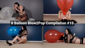 8 Balloon Blow2Pop Compilation #15 - B2P Latex Bursts, Tease, and Loud Pops - Kylie Jacobs - WMV 1080p HD