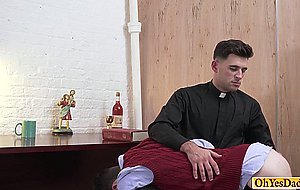Old priest fingers twinks ass and fucks him with dildo