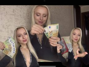 I count the money you brought me for my next purchases and entertainment.