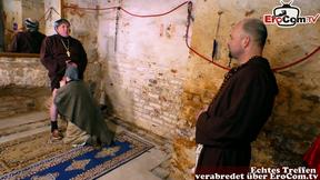 Passion Ignites as Two Monks Share a Maid in the Monastery
