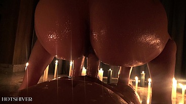 Threesome sex by candlelight