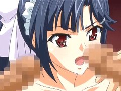 Two hentai maids sharing dick and gangbang