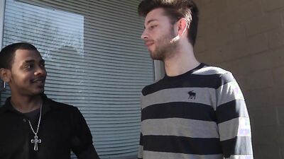 Hairy white stud bent over for a big black cock