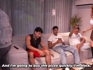 Celeste Alba enjoys 3 dicks at the same time with cumshots at the end