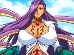 Busty hentai gets caught and fucked by snake monster