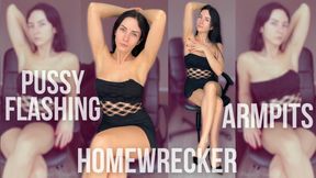 Homewrecker Flashes Pussy and Tease with Smooth Armpits