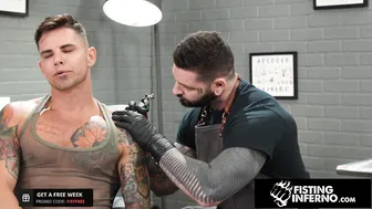 Muscular Tattooed Bear Gets Rosebud Fisted by Jock